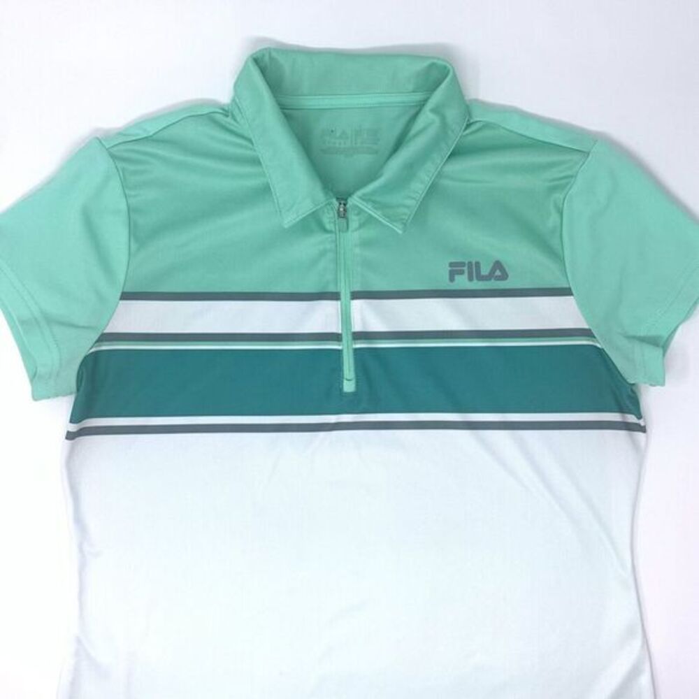 FILA Golf Sport White w/ Seafoam Green 1/4 Zip Women's Activewear Top Size Small